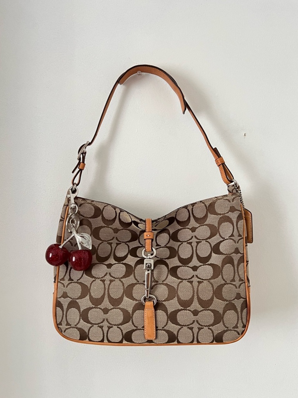 Coach Signature Jacquard Shoulder Bag in Brown/Tan